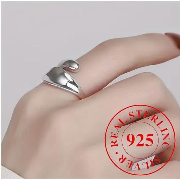 925 Sterling Silver Teardrop Wrap Ring Adjustable VIDEO - Picture 3 of 9